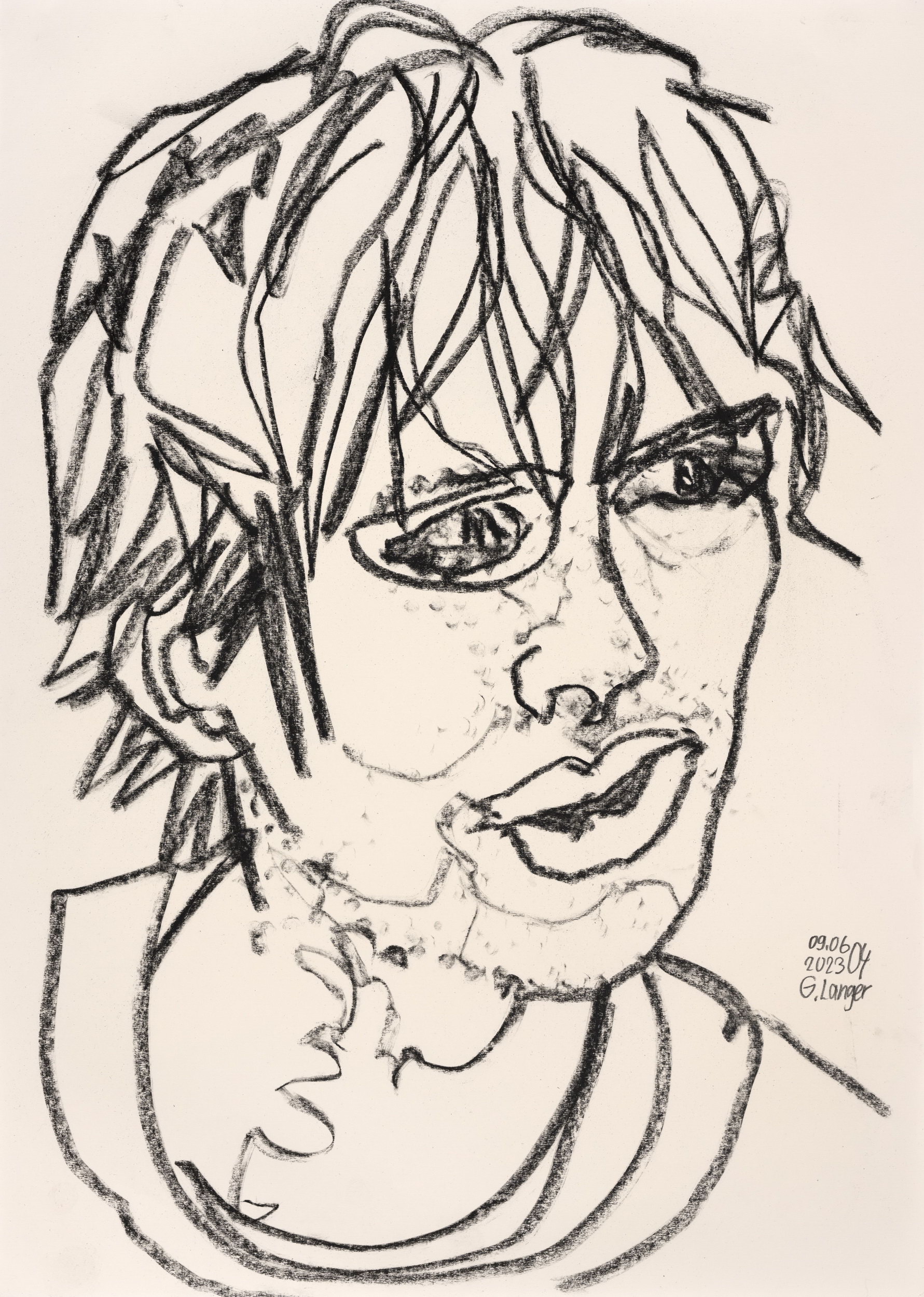 Gunter Langer, 2023, Zeichnung Kohle (Kohlezeichnung), Zeichenpapier, 71 x 51 cm